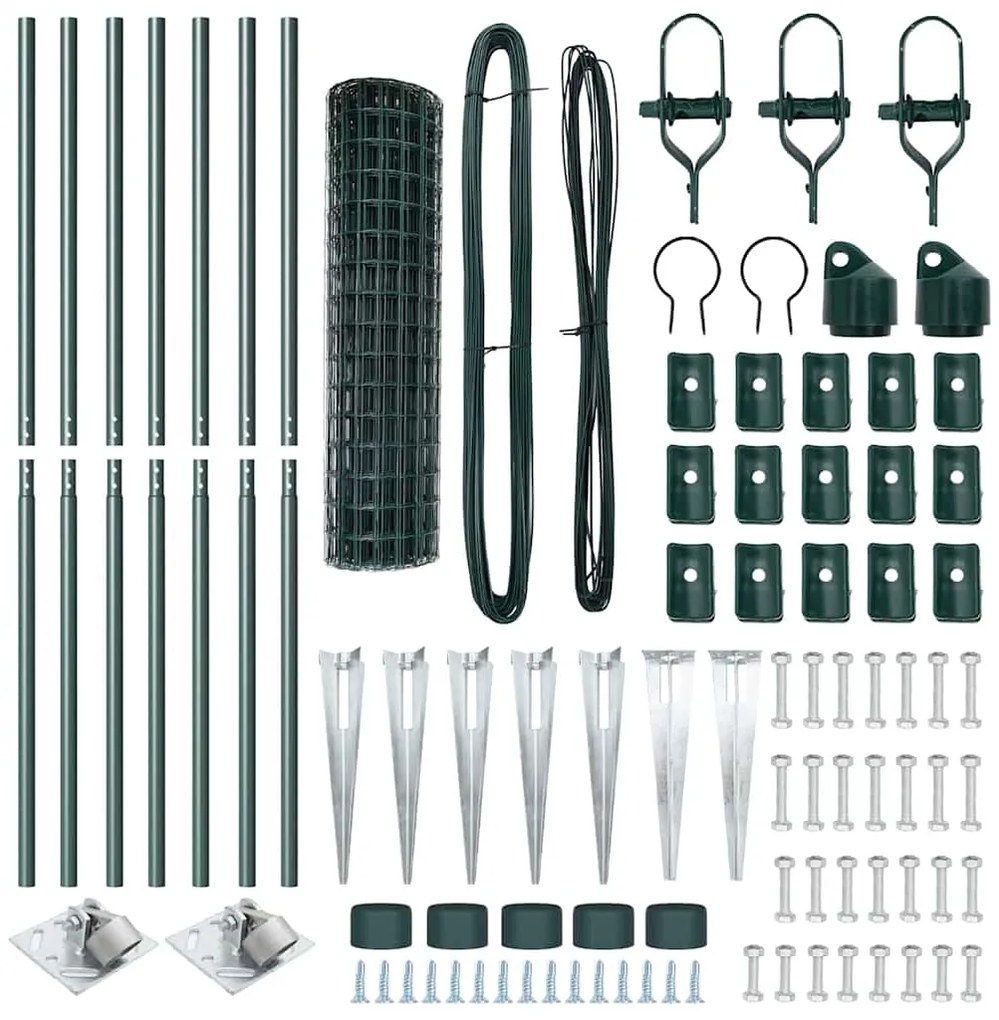 vidaXL Τεντώτο με στήριγμα Πράσινο 1,2 x 10 m Χάλυβας και PVC