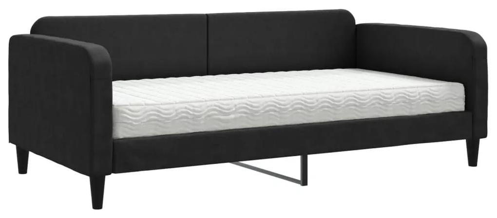 vidaXL Καναπές Κρεβάτι με Στρώμα Μαύρο 100 x 200 εκ. Υφασμάτινο