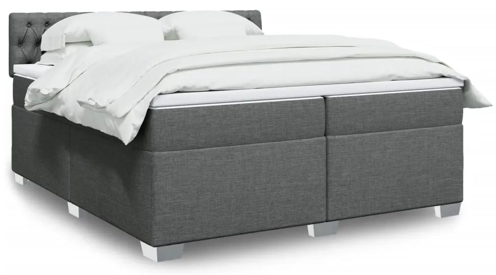 vidaXL Κρεβάτι Boxspring με Στρώμα Σκούρο Γκρι 200x200 εκ. Υφασμάτινο