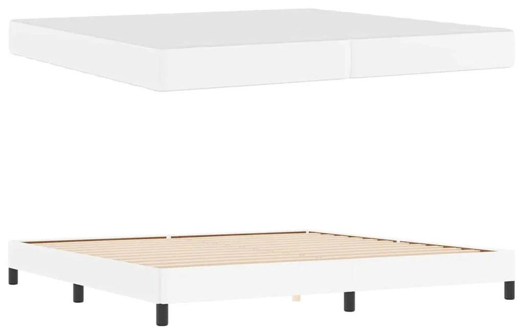 vidaXL Κρεβάτι με στρώμα Καθαρό Λευκό 200 x 200 cm Τεχνητό δέρμα