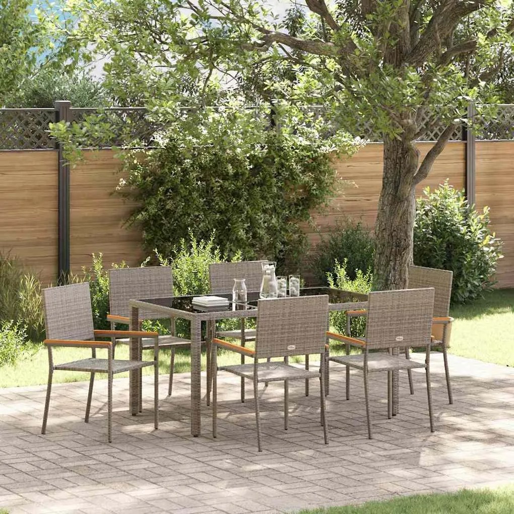 vidaXL Σέτ φαγητού για κήπο 7 pcs Γκρι 150 x 90 x 75 cm