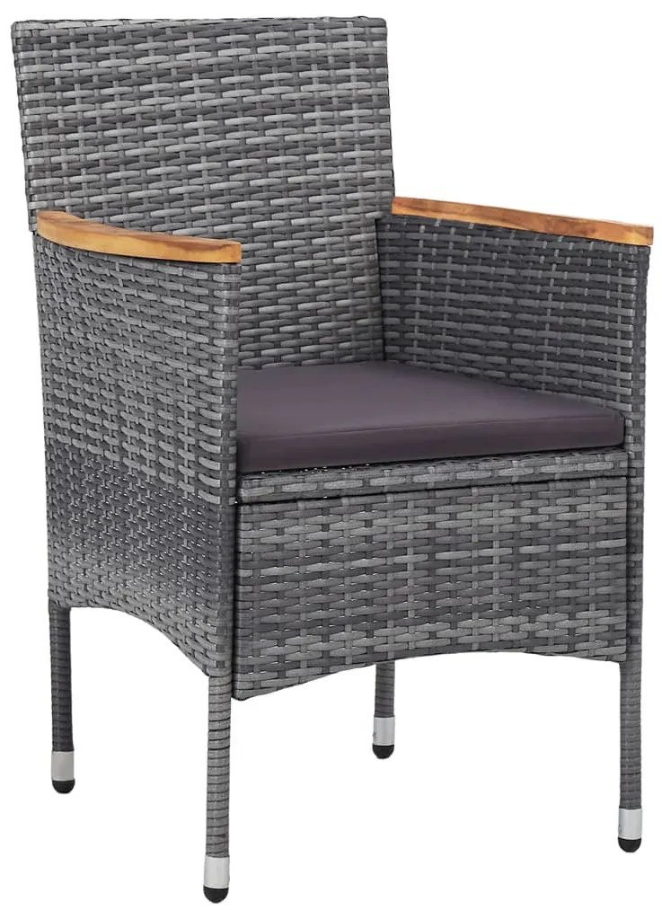 vidaXL Σετ Τραπεζαρίας Κήπου 3 Τεμαχίων Γκρι από Συνθετικό Ρατάν