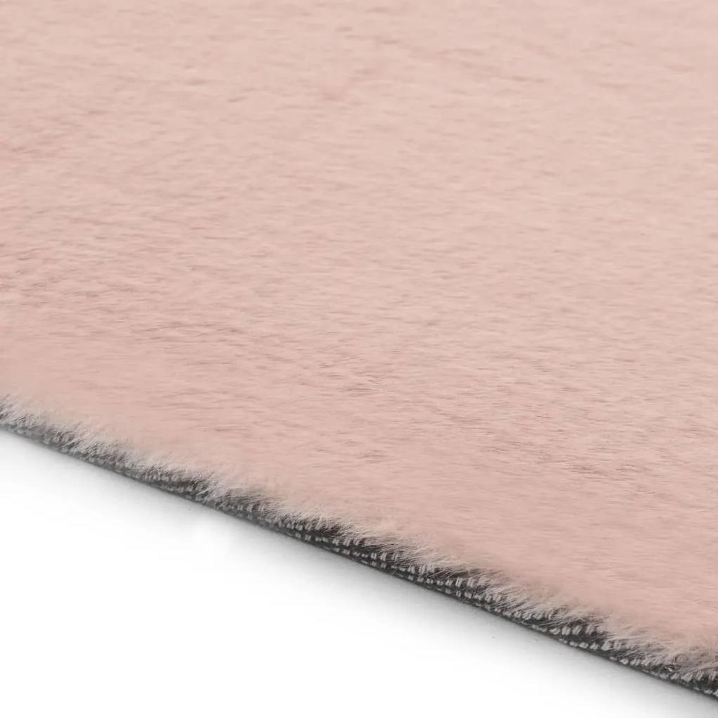 Χαλί Ροζ Παστέλ 160 x 230 εκ. από Συνθετική Γούνα Κουνελιού - Ροζ