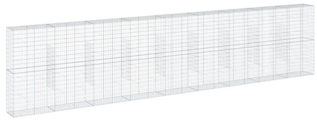 Συρματοκιβώτιο με Κάλυμμα 900x50x200εκ. από Γαλβανισμένο Χάλυβα - Ασήμι