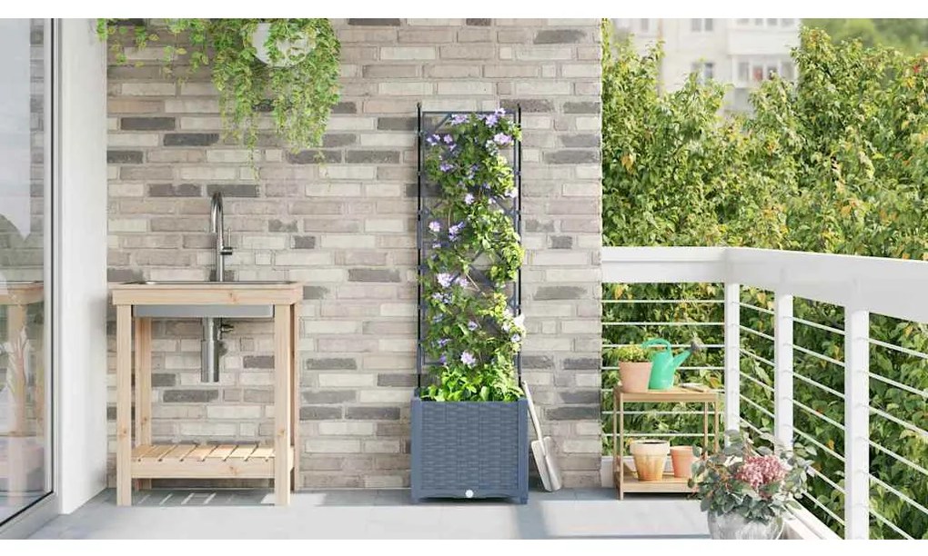vidaXL Κηποτινάκι με Τρέλα Ανοιχτό γκρι 40 x 40 x 143 εκ. PP