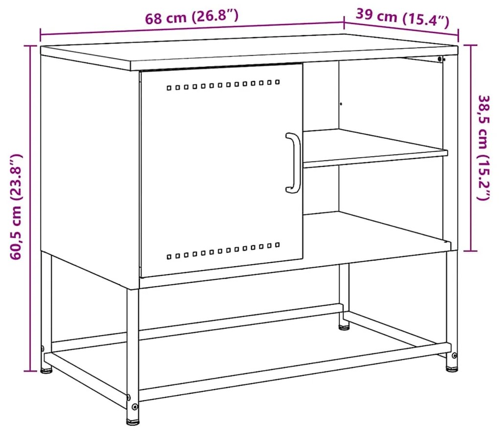 Έπιπλο Τηλεόρασης Λευκό 68x39x60,5 εκ. από Χάλυβα - Λευκό