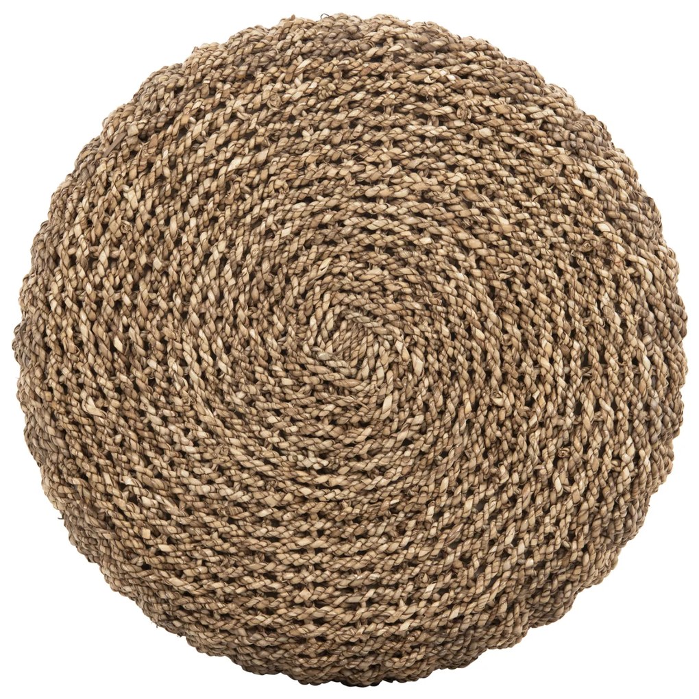 Σκαμπό Beam Ξύλο Τεάκ και Seagrass σε Φυσικό & Μαύρο Φ43x45 Υ Εκ.