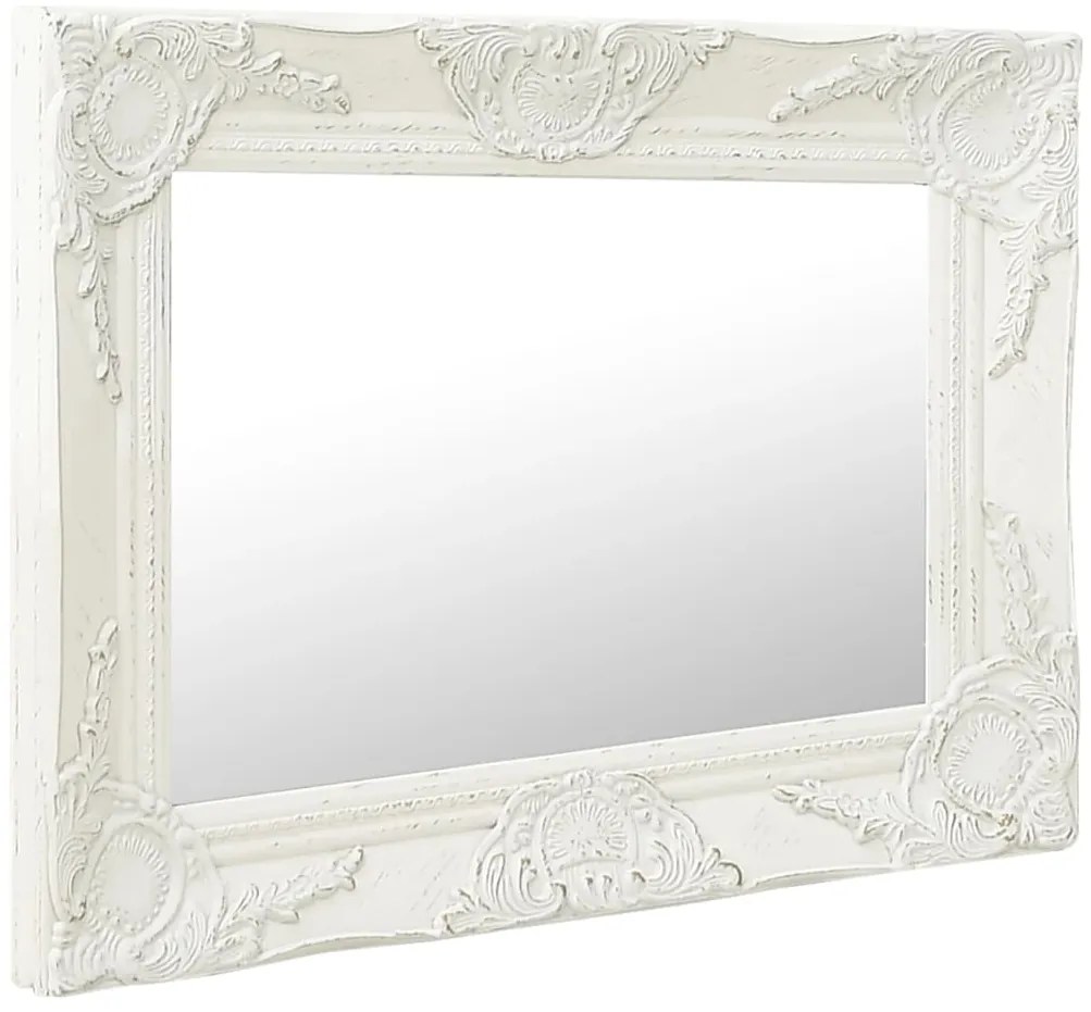vidaXL Καθρέφτης Τοίχου με Μπαρόκ Στιλ Λευκός 50 x 40 εκ.