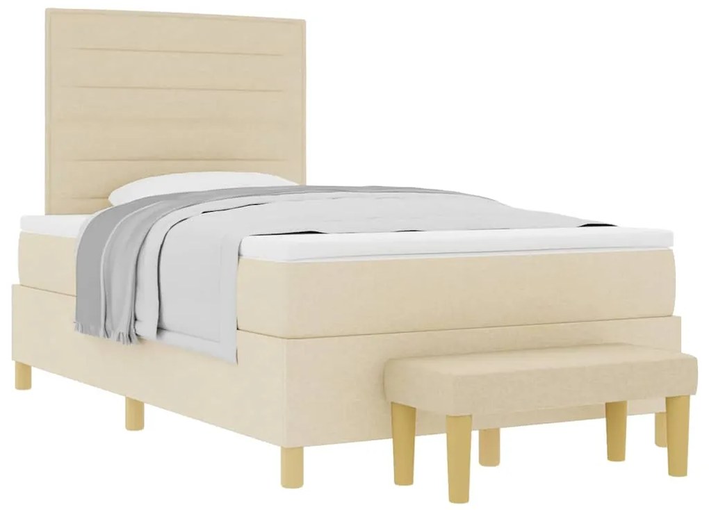 vidaXL Κρεβάτι με ελατήρια με στρώμα Κρεμ 120 x 190 cm ύφασμα