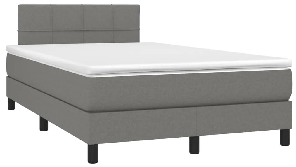 vidaXL Κρεβάτι Boxspring με Στρώμα & LED Σκ.Γκρι 120x200 εκ Υφασμάτινο