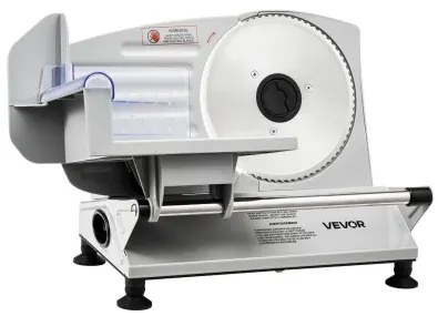 VEVOR Meat Slicer, 150W Electric Deli Slicer Machine with 170 mm Sharp Blade, Home Meat-Slicer with 65-90 RPM Slicing Speed, 0-15 mm Adjustable Thickness, for Frozen Meat, Ham, Baguett &amp; Prime Steak
