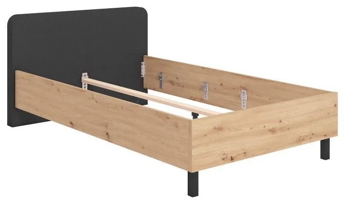 Κρεβάτι Barletta 120 Artisan - Γκρί Ύφασμα 120x200 εκ. 131x213.5x85.5 εκ.