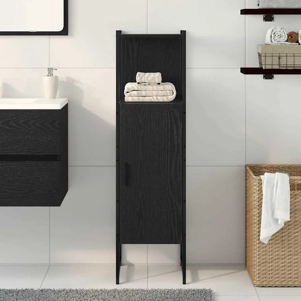 vidaXL Ντουλάπι Μπάνιου με ράφι Μαύρη δρυς 33 x 33 x 120.5 εκ.