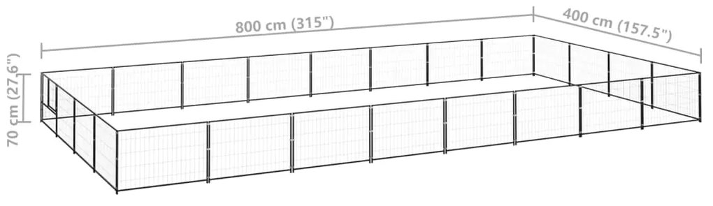 vidaXL Σπιτάκι Σκύλου Μαύρο 32 μ² Ατσάλινο