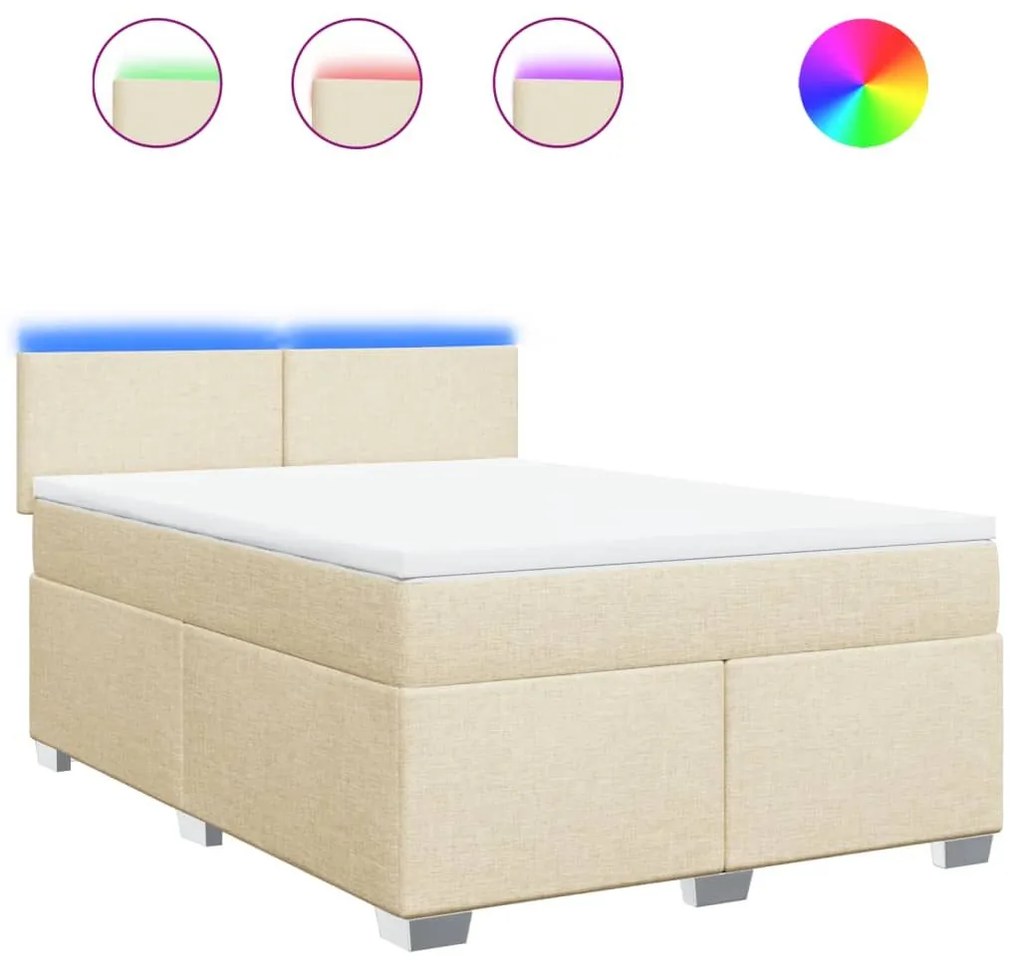 Κρεβάτι Boxspring με Στρώμα Κρεμ 160x200 εκ. Υφασμάτινο - Κρεμ