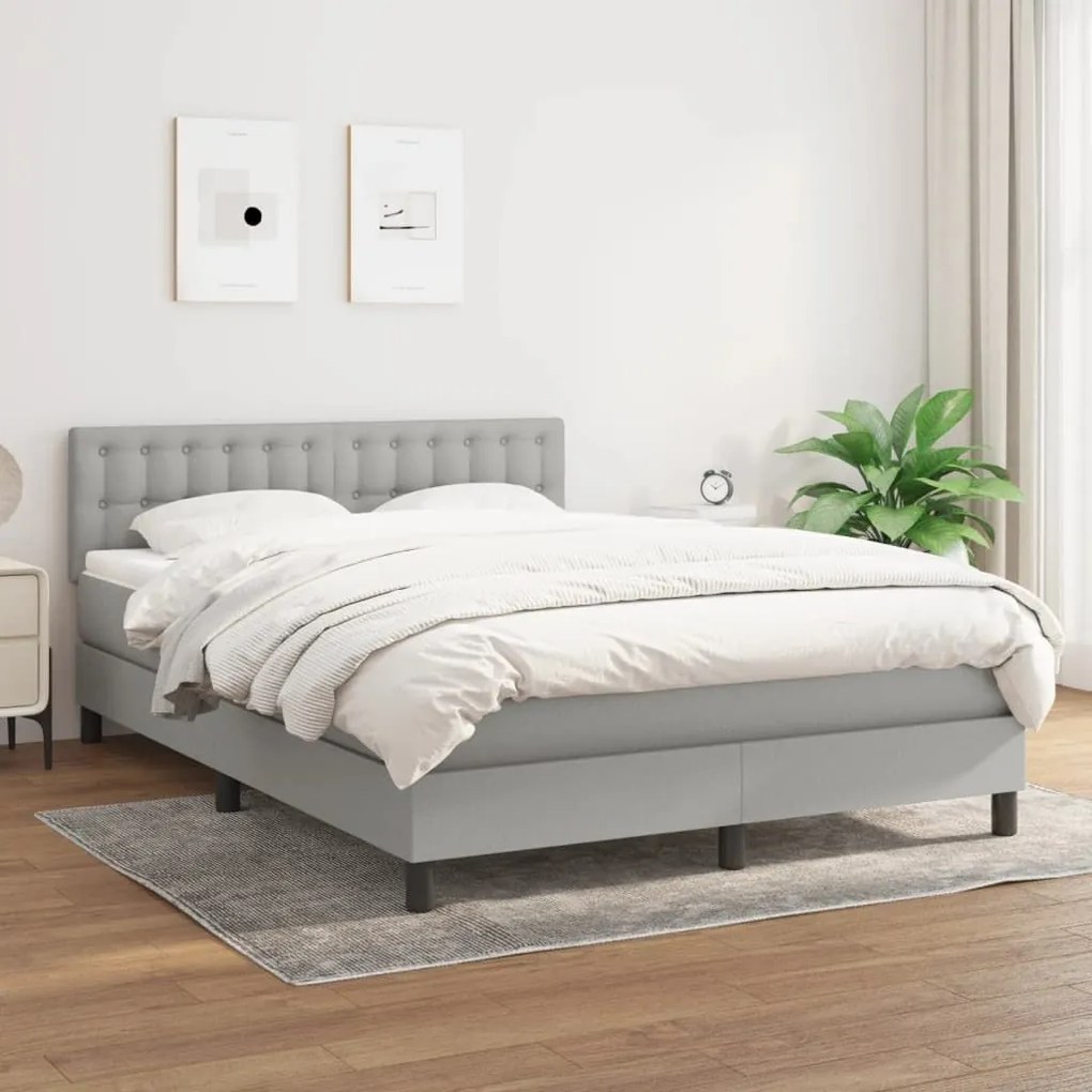 ΚΡΕΒΑΤΙ BOXSPRING ΜΕ ΣΤΡΩΜΑ ΑΝΟΙΧΤΟ ΓΚΡΙ 140X200 ΕΚ. ΥΦΑΣΜΑΤΙΝΟ 3140377