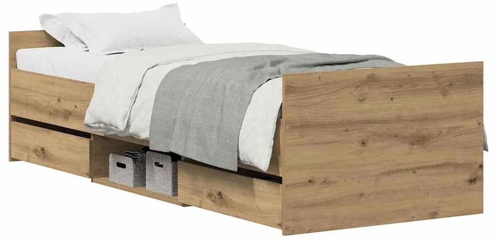 vidaXL Σκελετός Κρεβατιού artisan δρυς 75 x 190 cm Επεξεργασμένο ξύλο