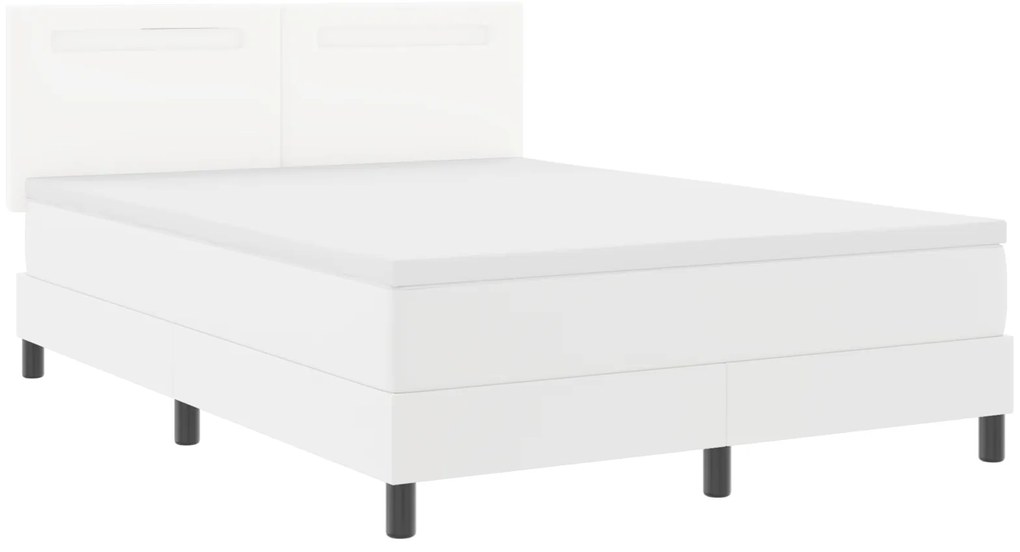 vidaXL Κρεβάτι Box Spring με στρώμα σε λευκό χρώμα, διαστάσεων 160 x 200 εκ, φτιαγμένο από τεχνητό δέρμα.