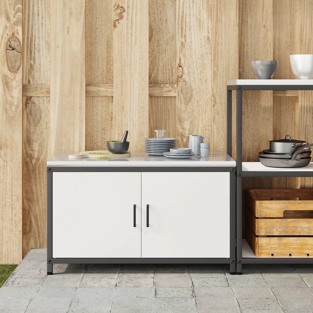 vidaXL Ντουλάπα Αποθήκευσης Κουζίνας Λευκό 60 x 50 x 92 εκ. Ατσάλι
