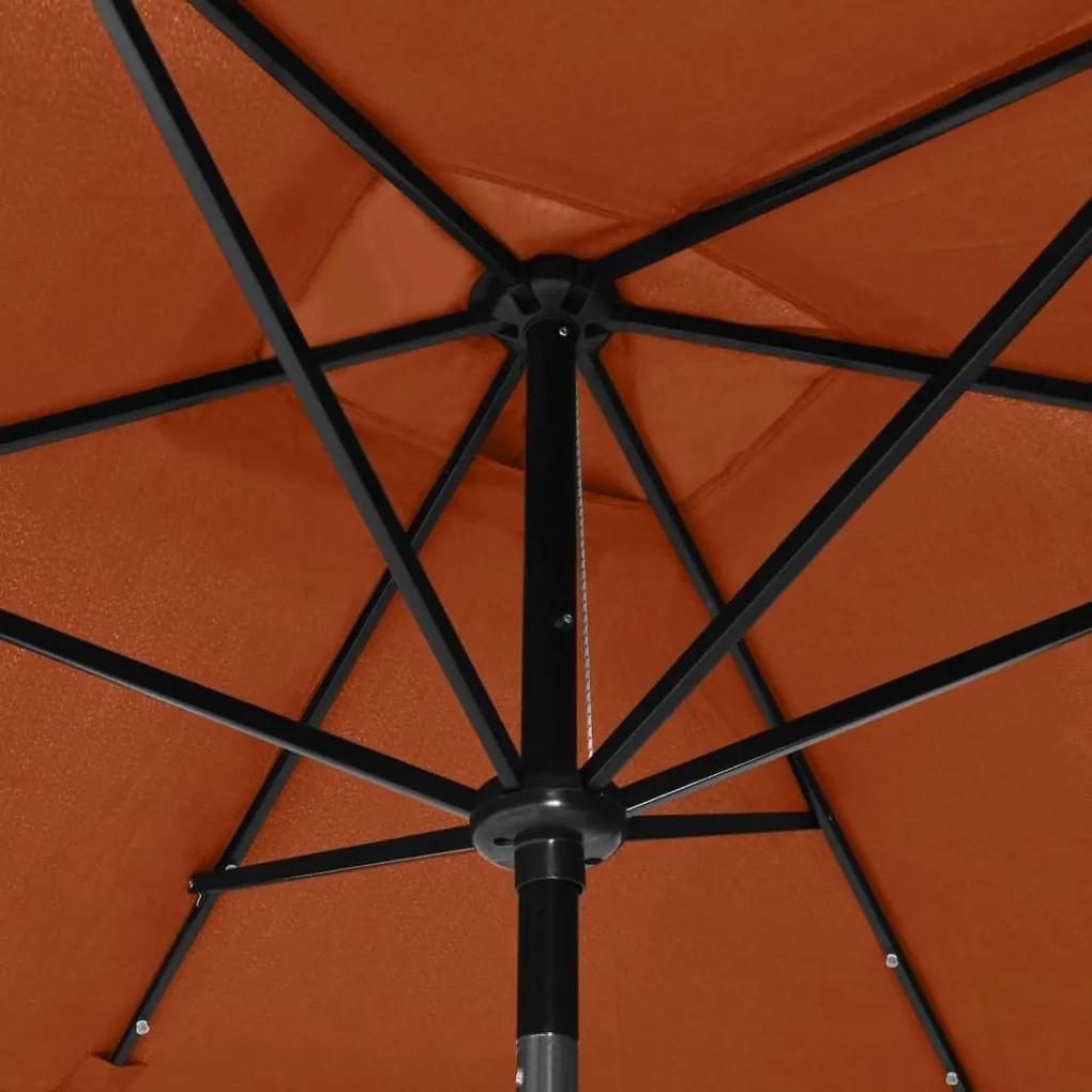 Ομπρέλα Τερακότα 2 x 3 μ. με LED και Ατσάλινο Ιστό - Καφέ