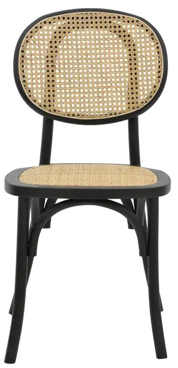 Καρέκλα Zoel μαύρο ξύλο οξιάς-φυσικό rattan 45x52x82εκ 45x52x82 εκ.