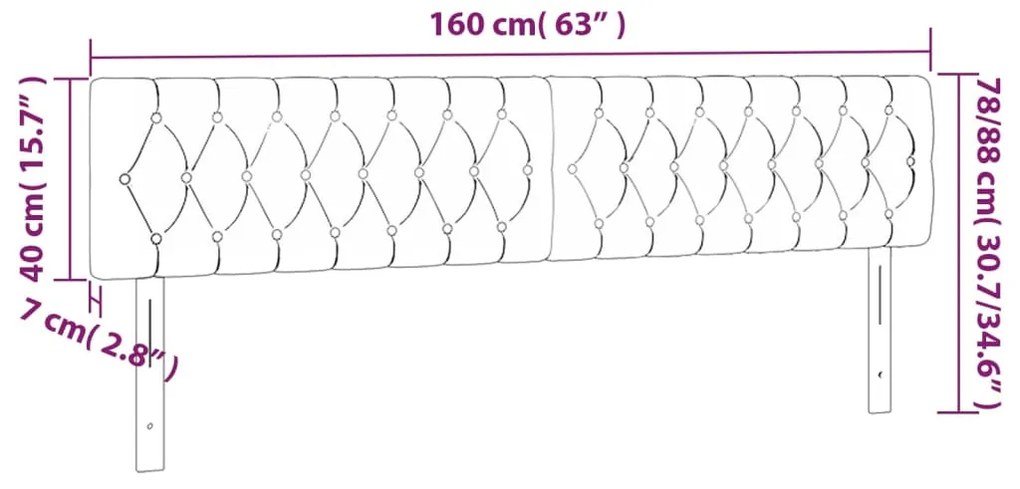 vidaXL Κεφαλάρι Κρεβατιού LED Κρεμ 160x7x78/88 εκ. Υφασμάτινο