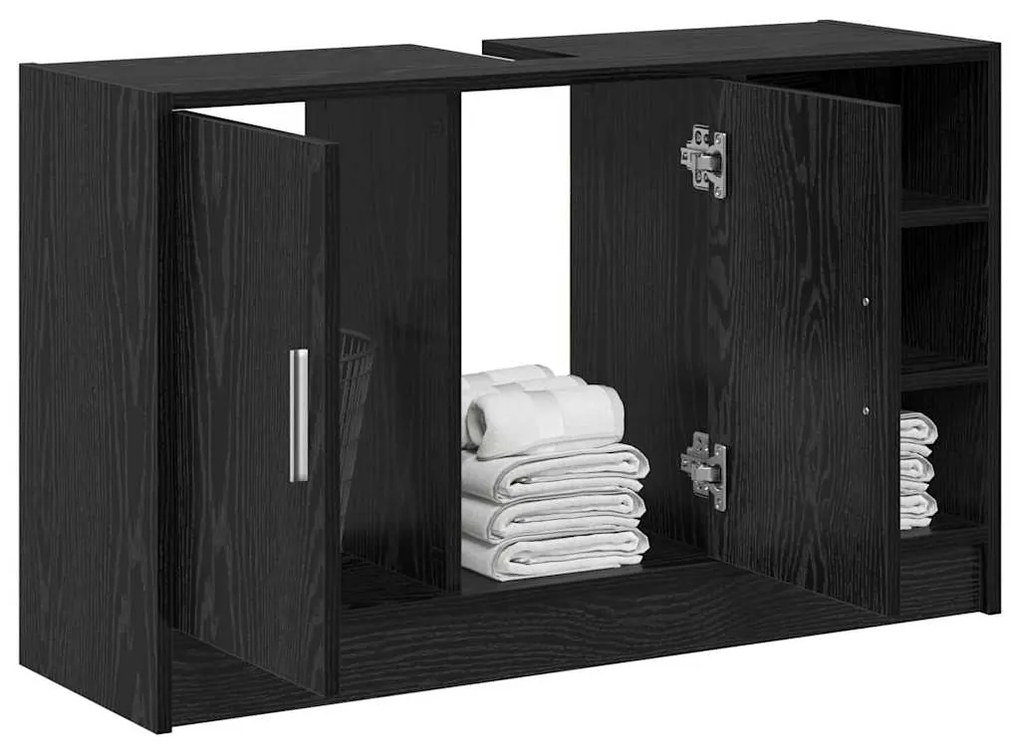 vidaXL Ντουλάπι Νιπτήρα Μαύρη Οξυά 90 x 29 x 55 εκ. Επεξεργασμένο ξύλο