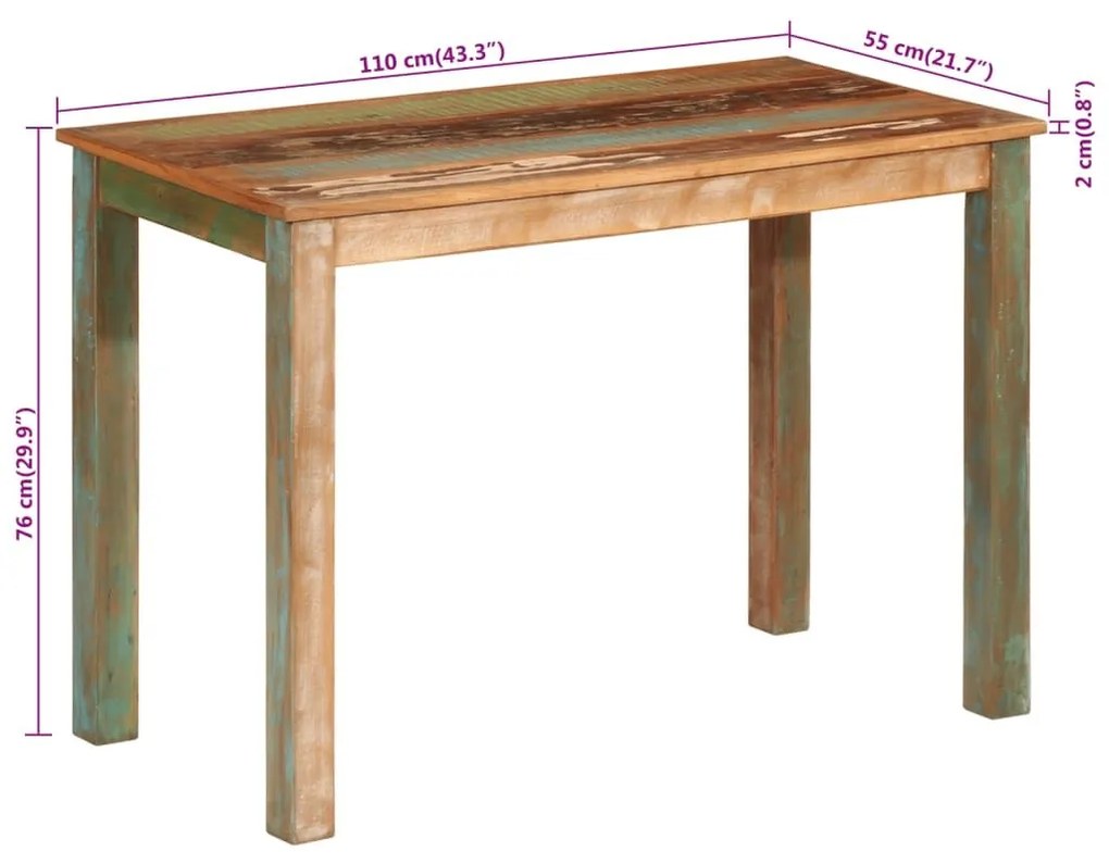 Τραπεζαρία 110 x 55 x 76 εκ. από Μασίφ Ανακυκλωμένο Ξύλο - Πολύχρωμο