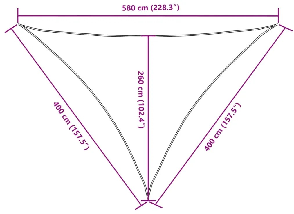 Πανί Σκίασης Τρίγωνο Μαύρο 4 x 4 x 5,8 μ. από Ύφασμα Oxford - Μαύρο