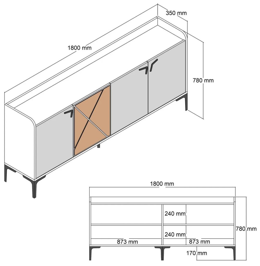 ΜΠΟΥΦΕΣ ΜΕΛΑΜΙΝΗΣ ΚΑΡΥΔΙ   180x35x78Υ εκ.