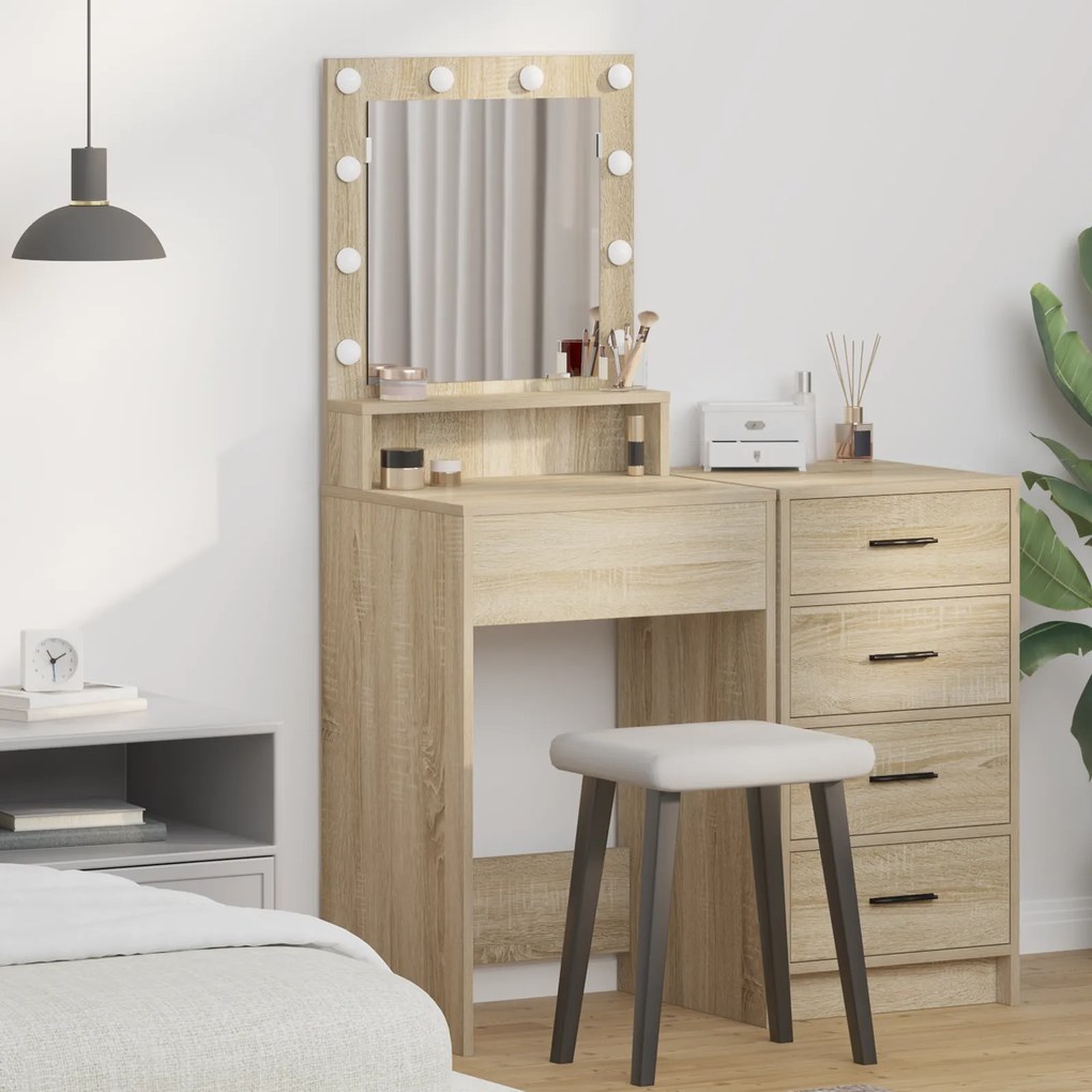 vidaXL Τραπέζι Μακιγιάζ με ράφι Δρύς Sonoma 50 x 41 x 135 εκ
