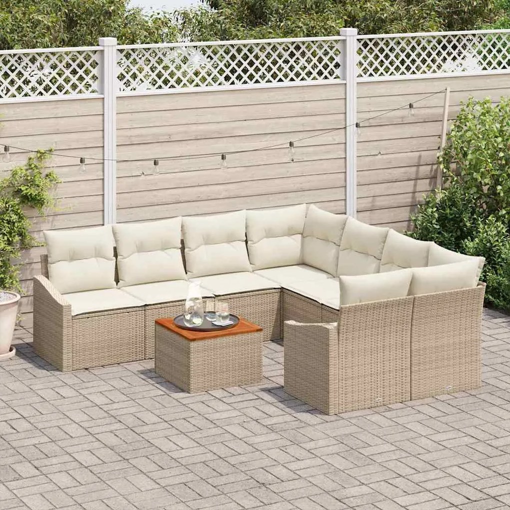 vidaXL Σετ Καναπέ Κήπου 9 pcs Beige, λευκό