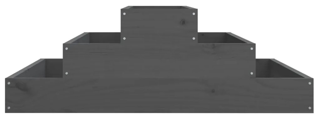 vidaXL Ζαρντινιέρα Γκρι 80 x 80 x 27 εκ. από Μασίφ Ξύλο Πεύκου