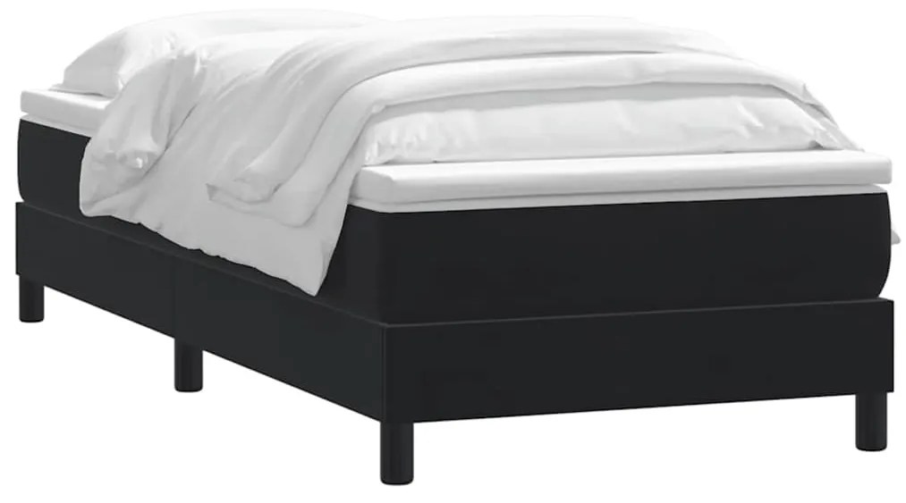 vidaXL Κρεβάτι Boxspring με Στρώμα Μαύρο 80x220 εκ. Βελούδινο