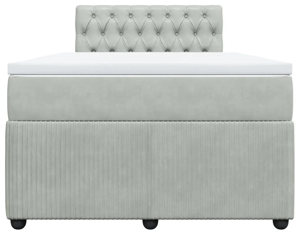 vidaXL Κρεβάτι Boxspring με Στρώμα Ανοιχτό Γκρι 120x190 εκ. Βελούδινο