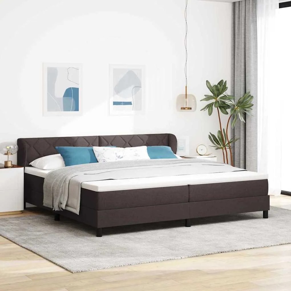 κρεβάτι Box Spring με στρώμα vidaXL Καφέ 200x200 εκ Υφασμάτινο