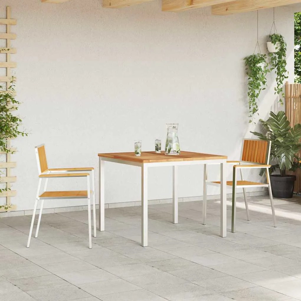 vidaXL Σέτ φαγητού για κήπο 3 pcs Καφέ Μασίφ ξύλο teak