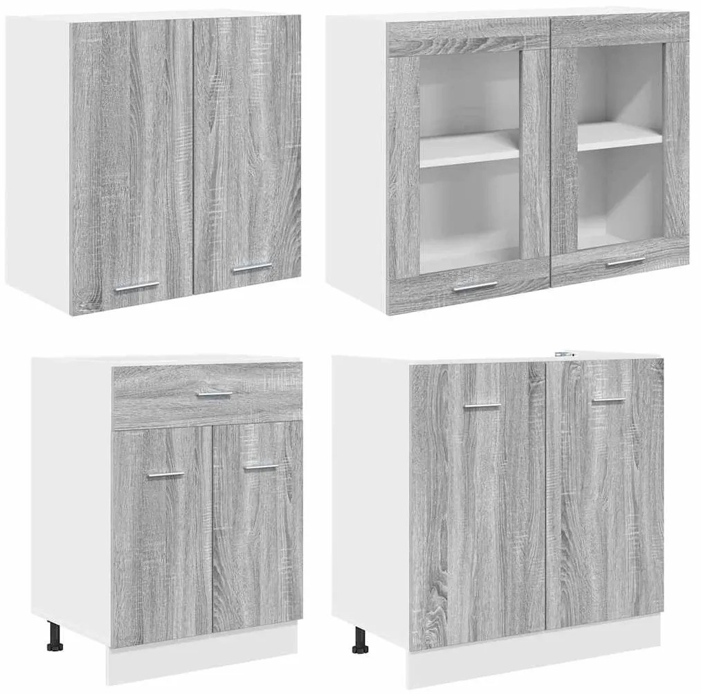 vidaXL Σετ ντουλαπιών κουζίνας 4 pcs Γκρι sonoma 140 x 46 x 81.5 εκ