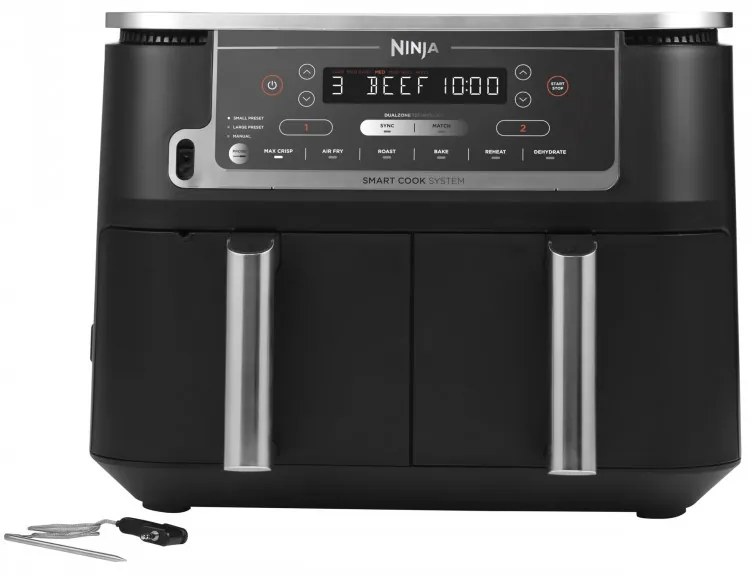 Ninja AF451EU Διπλή φριτέζα ζεστού αέρα, 2470W, 9,5L, 6 προγράμματα, ανεξάρτητες ζώνες, συγχρονισμός, μαύρο χρώμα