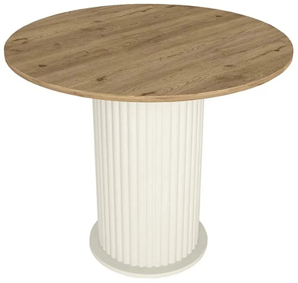 Τραπέζι Bohema 0265892 Φ90x77,7cm Ivory-Sepet Oak Μοριοσανίδα, Μελαμίνη