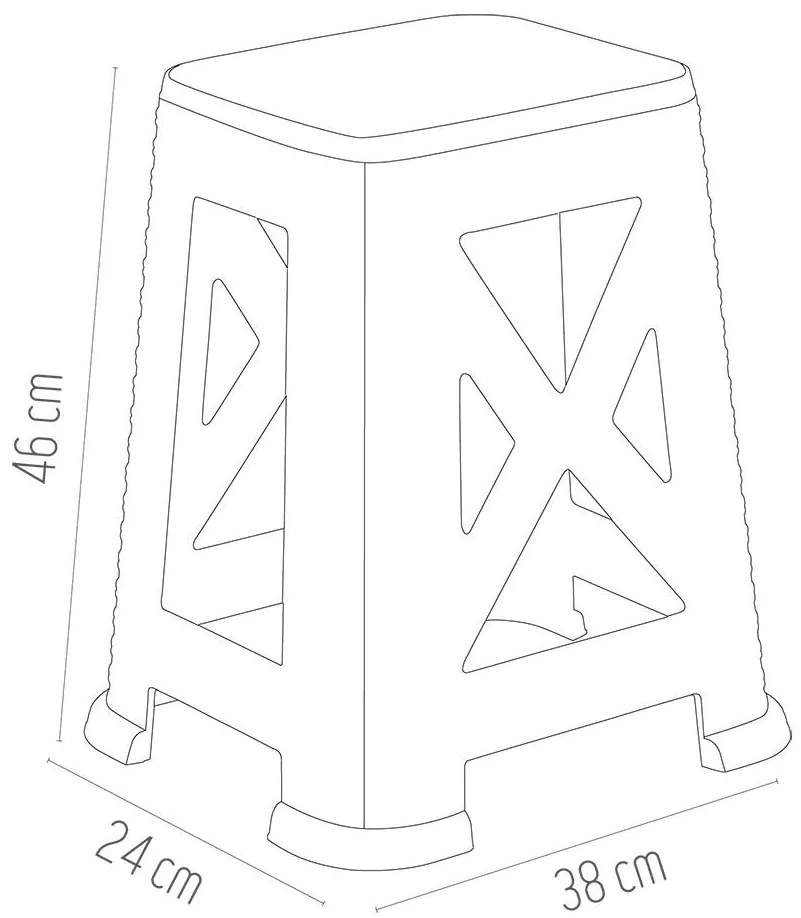 Σκαμπό Ric PP Rattan Γκρί 37.5x35x45.5 εκ.