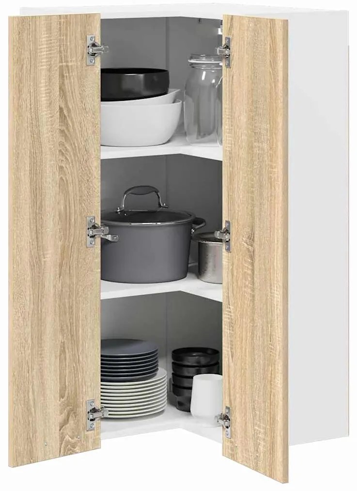 vidaXL Κρεμαστό ντουλάπι Σομόνα Δρυς και Λευκό 57 x 57 x 100 εκ.