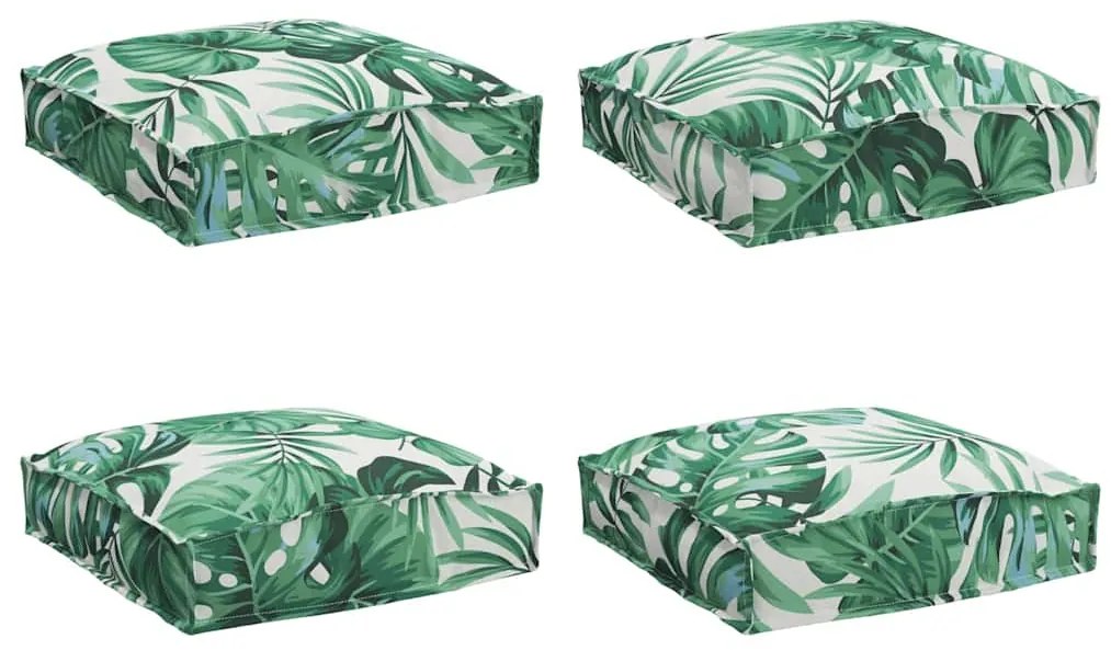 vidaXL Μαξιλάρι παλέτας για κάθισμα Floral 4 pcs Μοτίβο φύλλων