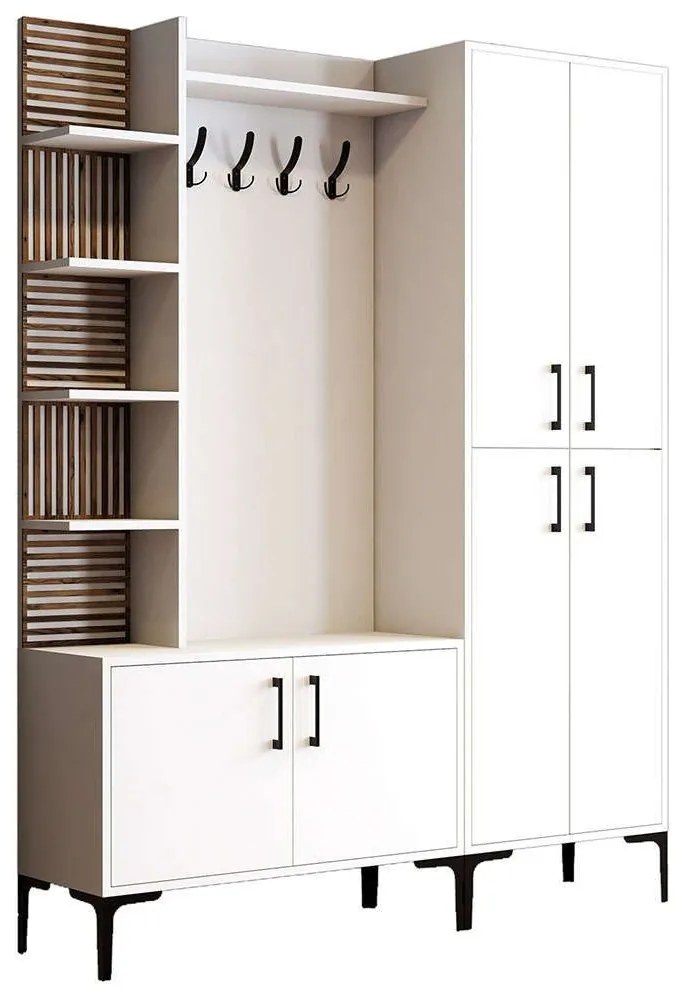 Έπιπλο Εισόδου Viyana 845HCT4231 150x35x200cm White Μοριοσανίδα, Μέταλλο