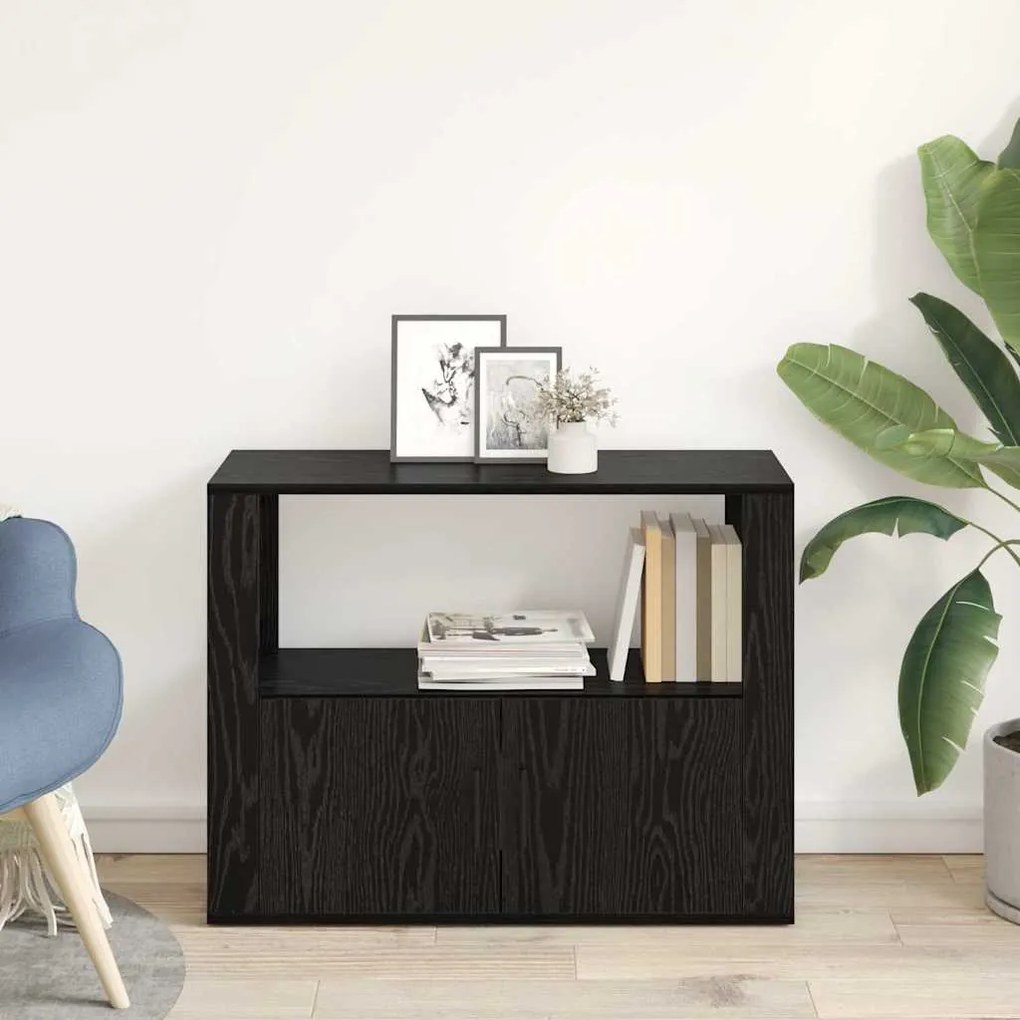 vidaXL Πλαϊνό γραφείο Μαύρη δρυς 80 x 30 x 60 cm Επεξεργασμένο ξύλο