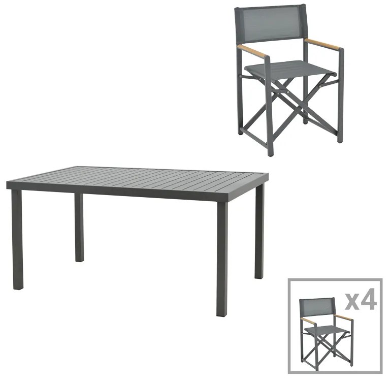 Intrahome Τραπεζαρία Mabu-Klinton σετ 5τεμ Intrahome αλουμίνιο και ύφασμα σε ανθρακί απόχρωση 150x80x74εκ | SKU: INTRAPA-311111883
