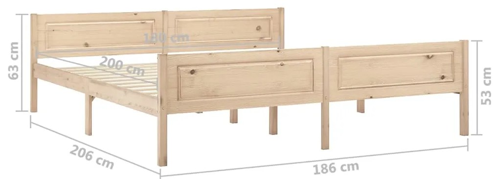 vidaXL Πλαίσιο Κρεβατιού 180 x 200 εκ. από Μασίφ Ξύλο Πεύκου