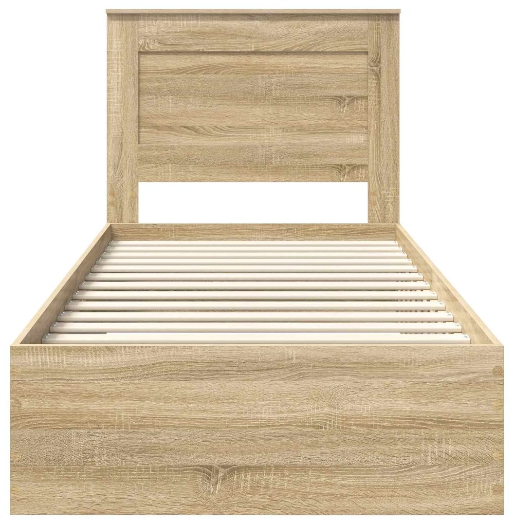 vidaXL Σκελετός Κρεβατιού Σονομά Δρύινο και Ασημί 75 x 190 cm