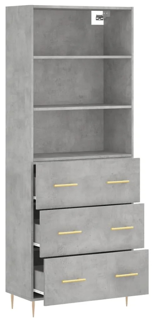 vidaXL Ντουλάπι Γκρι Σκυροδέματος 69,5x34x180 εκ. Επεξεργασμένο Ξύλο