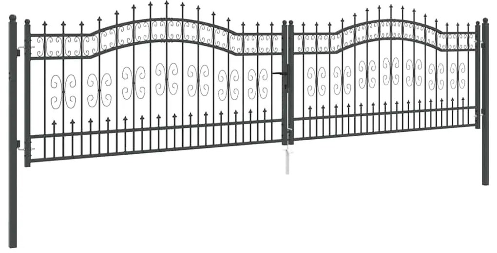 vidaXL Πύλη Φράχτη με Στρογγυλή Κορυφή Γκρι 404 x 100 εκ. Ατσάλι